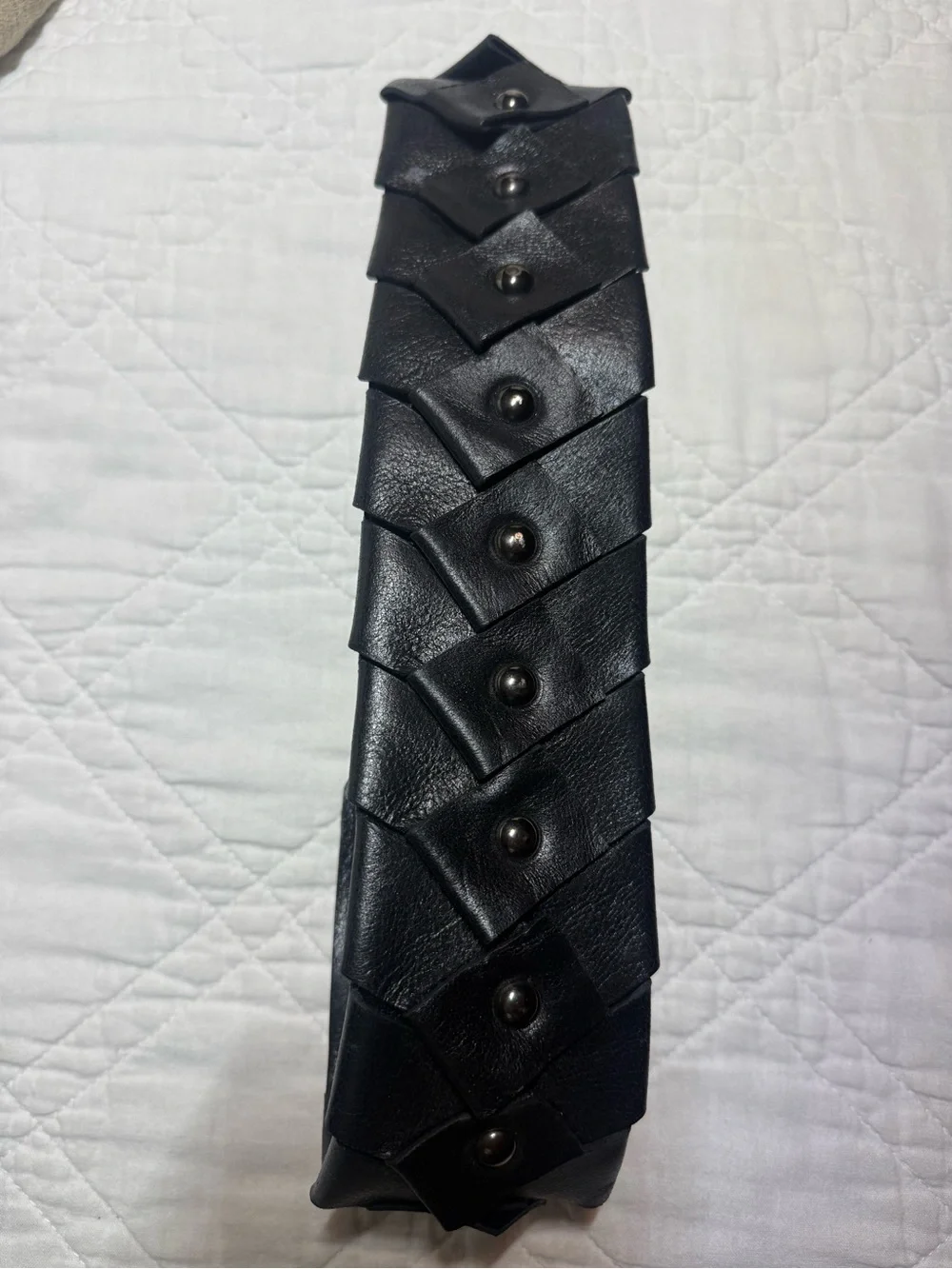 Diane Von Furstenberg Black Layered Stud Leather Small Belt